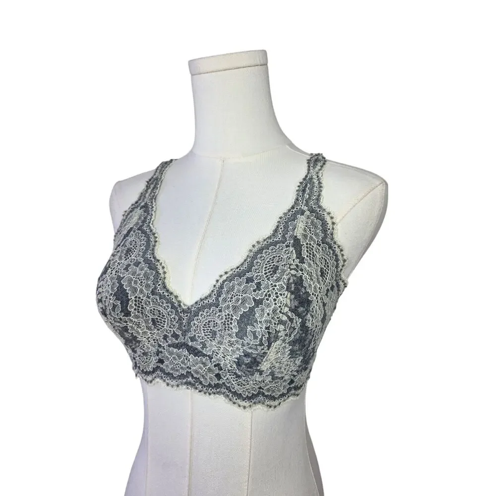 FELINA Gray-Cream Floral Lace Bralette
